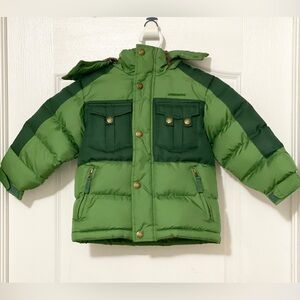 London Fog Toddler Boys Green Winter Jacket Zippered Hood 4T